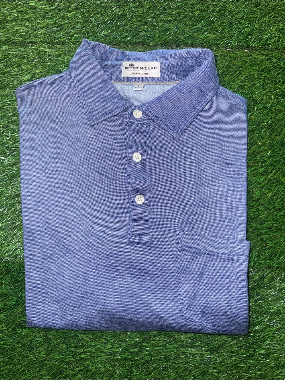 Peter Millar Blue Heather Polo with Chest Pocket